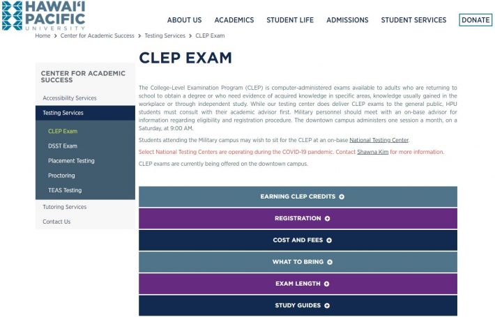 CLEP Exam - Hawaii Pacific University